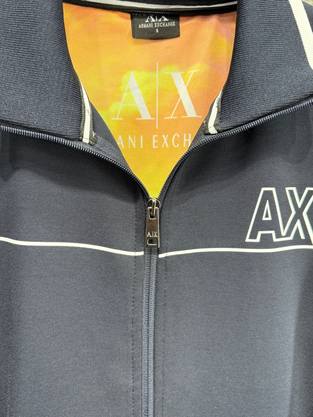 Armani Exchange Erkek Lacivert Fermuarlı Eşofman Takımı – AX Logo Detaylı Premium Model