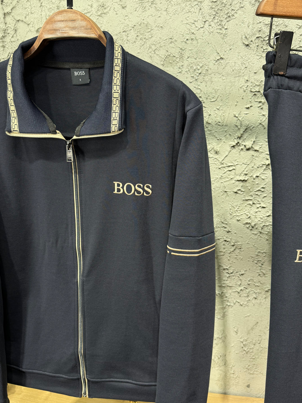 BOSS Erkek Lacivert Fermuarlı Eşofman Takımı
