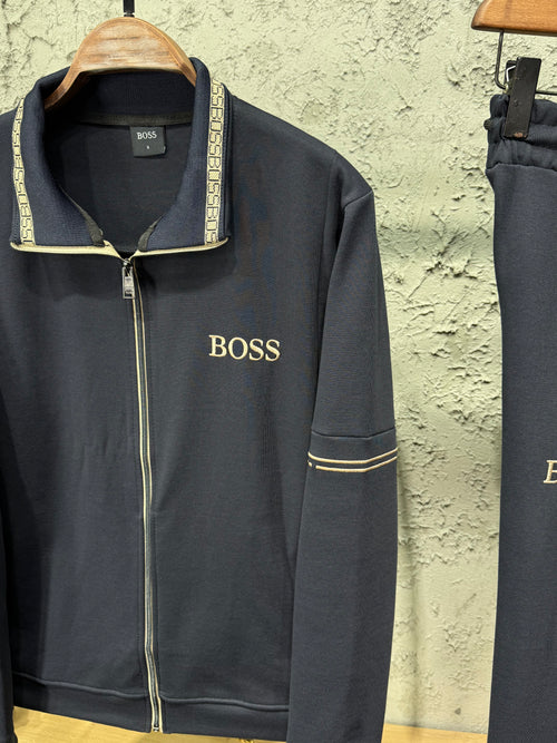 BOSS Erkek Lacivert Fermuarlı Eşofman Takımı
