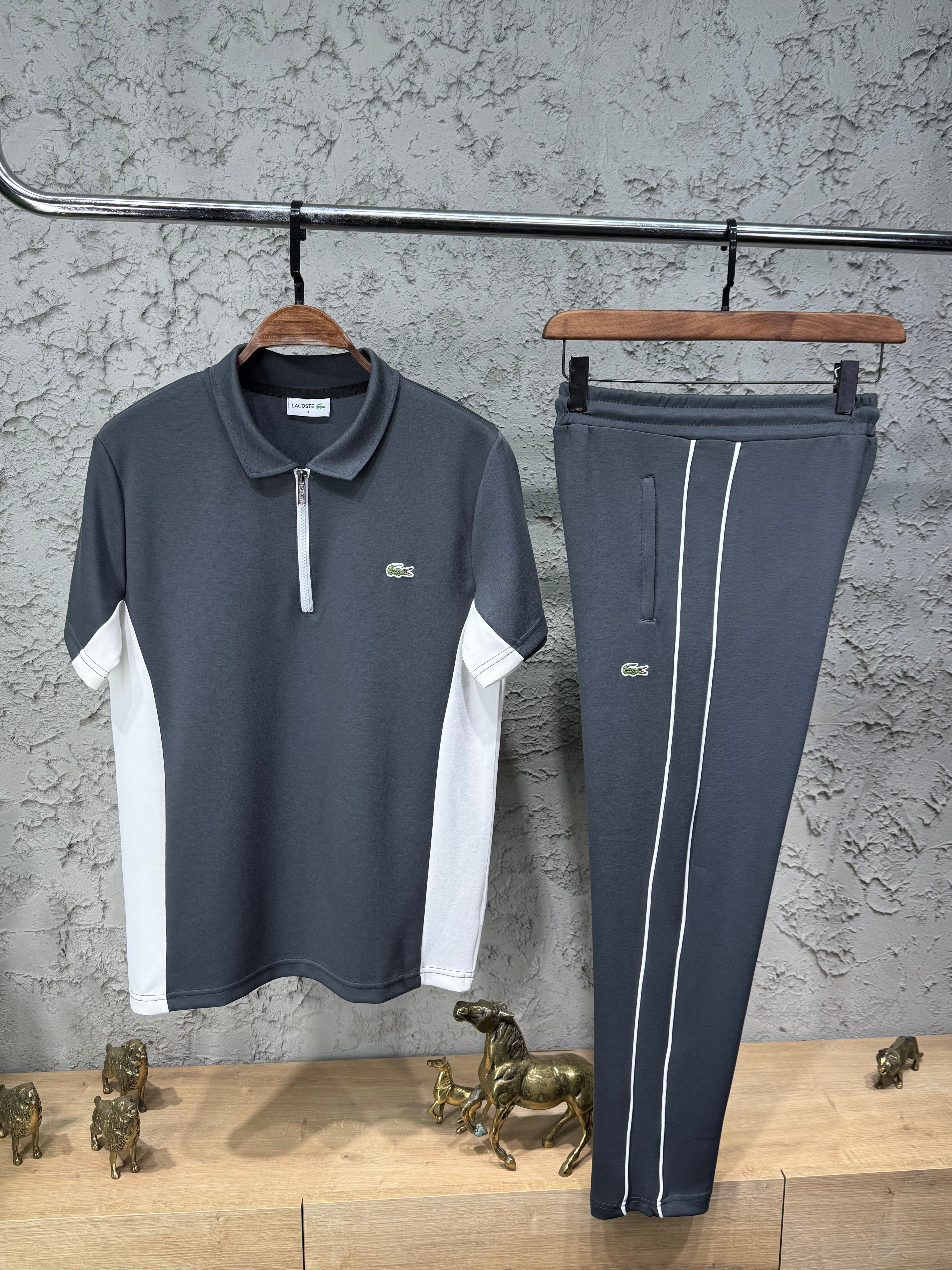 Lacoste Füme Biyeli Eşofman & T-shirt Takımı