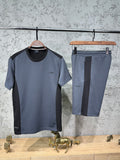 Boss Füme Siyah Kontrast Detaylı T-Shirt & Şort Takımı