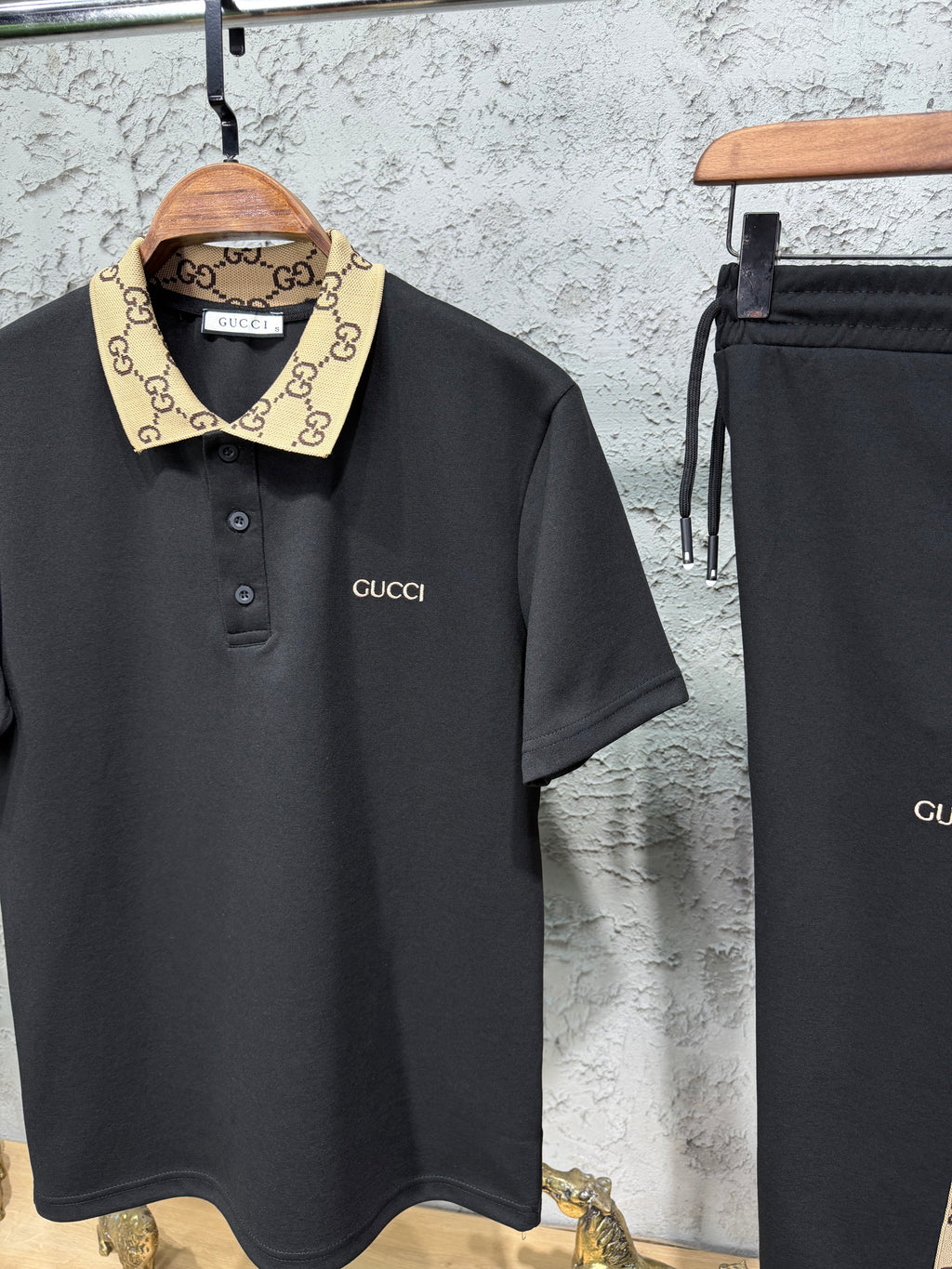 Gucci Örme Yaka Siyah T-shirt & Eşofman Takımı