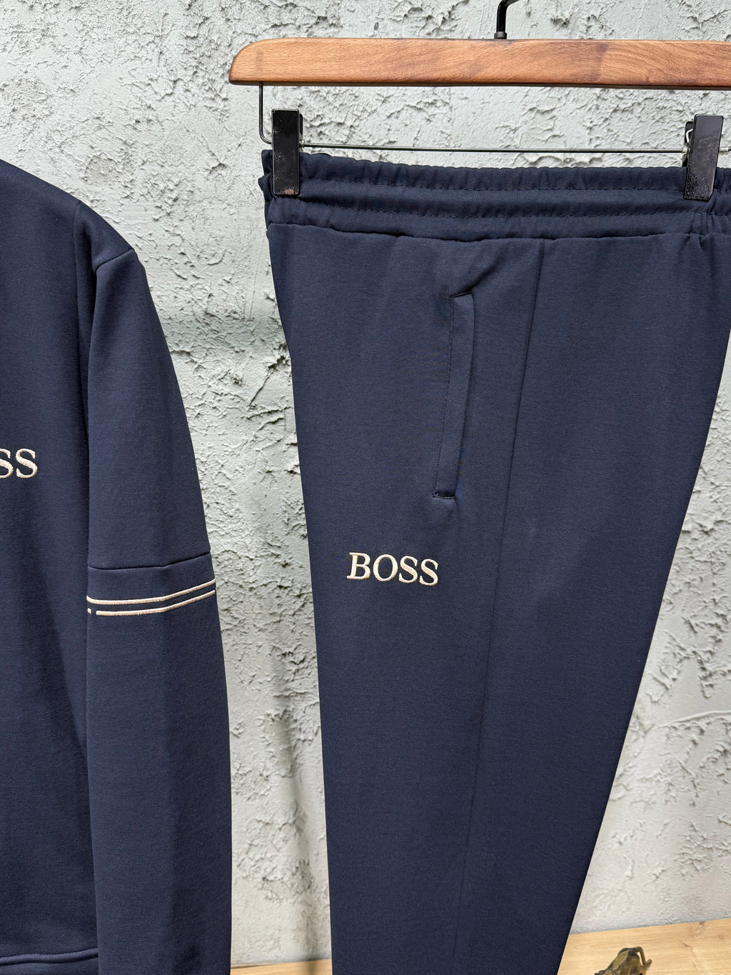 BOSS Erkek Lacivert Fermuarlı Eşofman Takımı