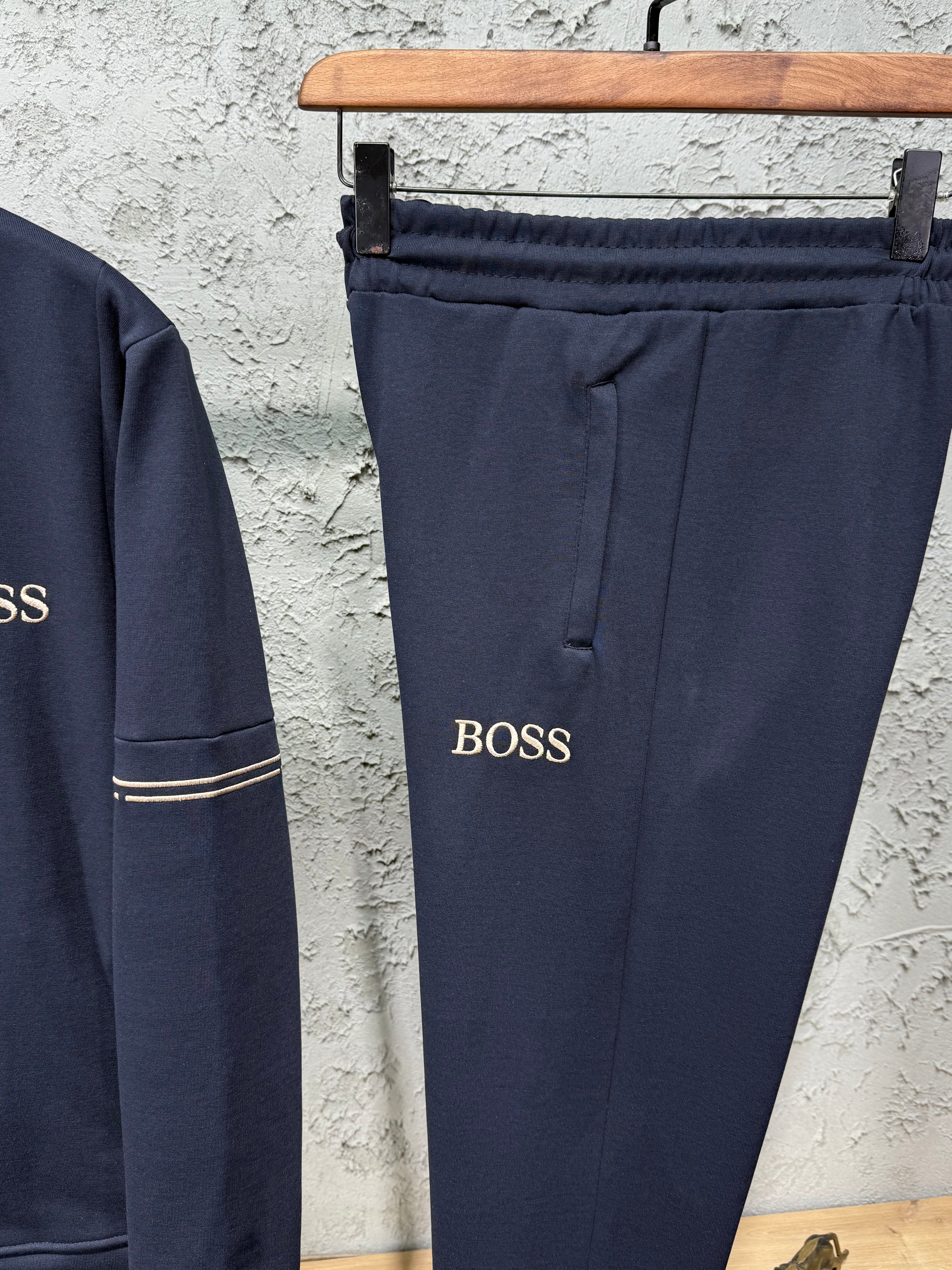 BOSS Erkek Lacivert Fermuarlı Eşofman Takımı