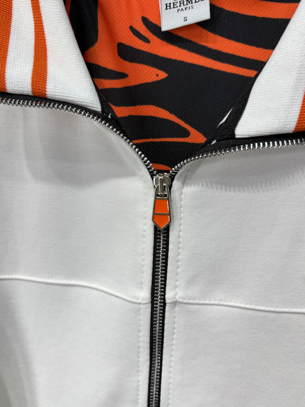 Hermes Erkek Beyaz Turuncu Detaylı Fermuarlı Eşofman Takımı