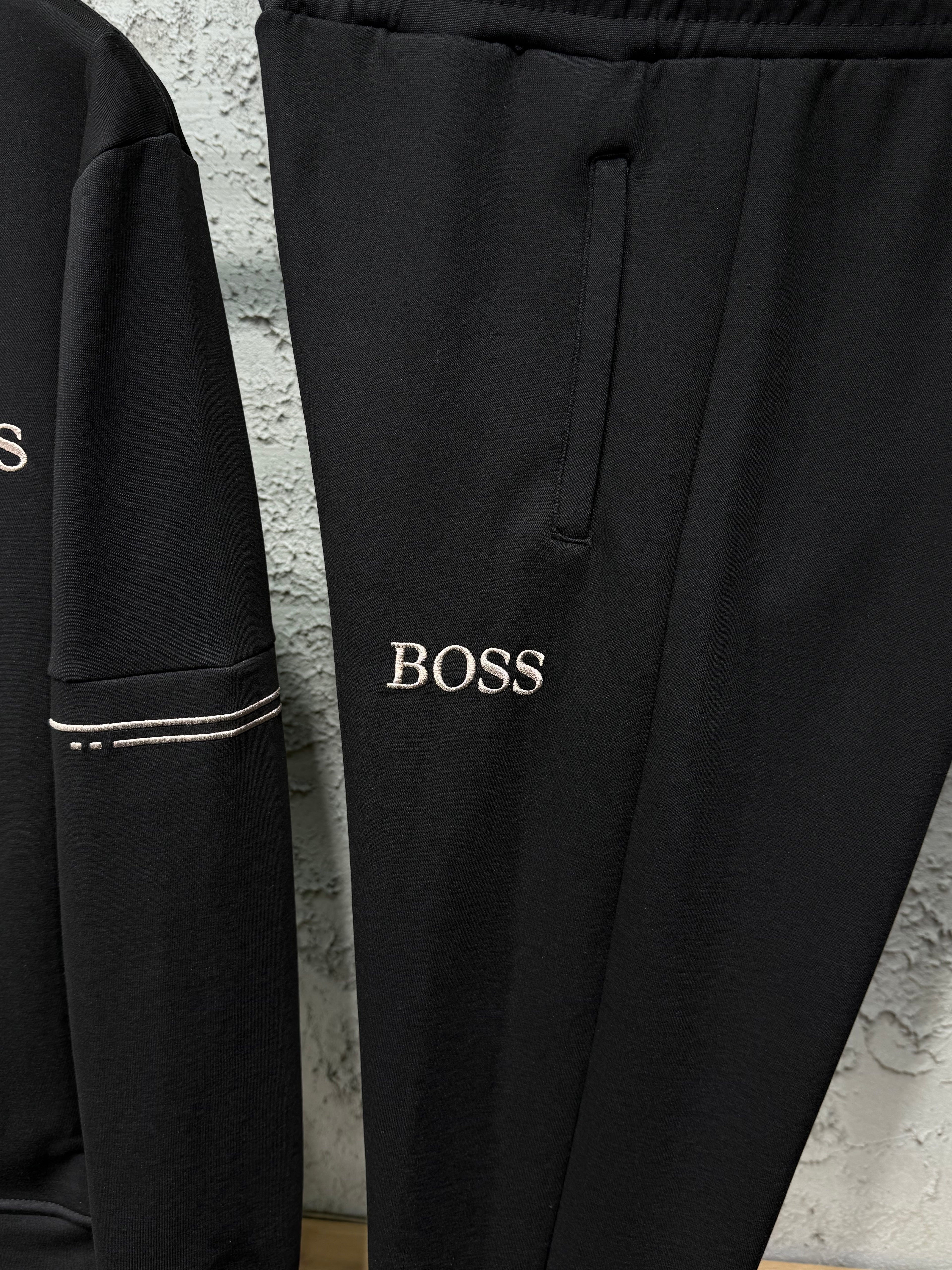BOSS Erkek Siyah Fermuarlı Eşofman Takımı