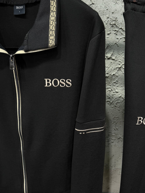 BOSS Erkek Siyah Fermuarlı Eşofman Takımı