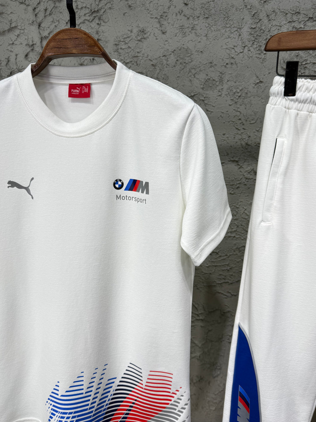 Puma Bmw Motorsport Beyaz Renk Bloklu T-Shirt & Eşofman Takımı
