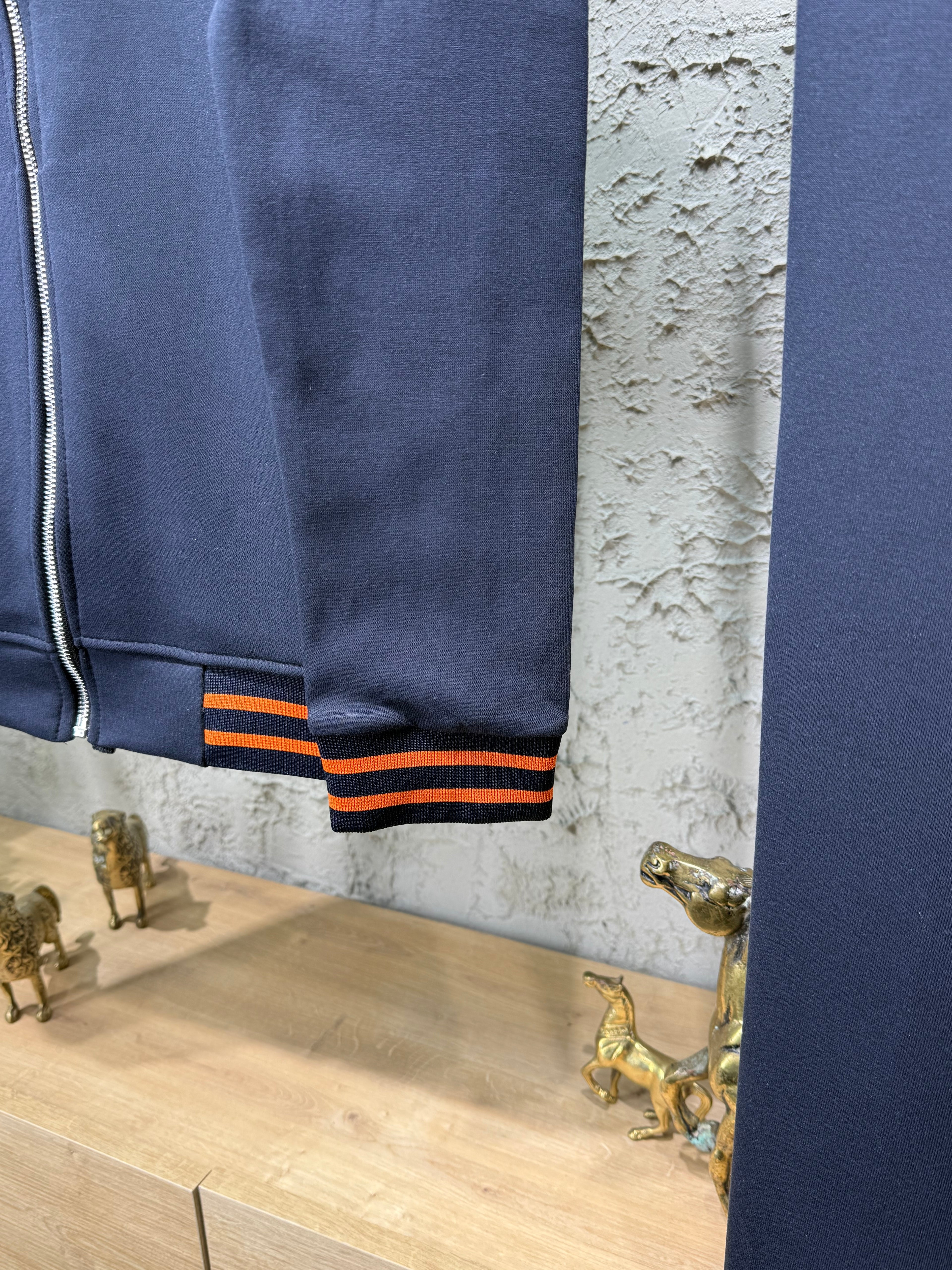 Hermes Erkek Lacivert Turuncu Detaylı Fermuarlı Eşofman Takımı