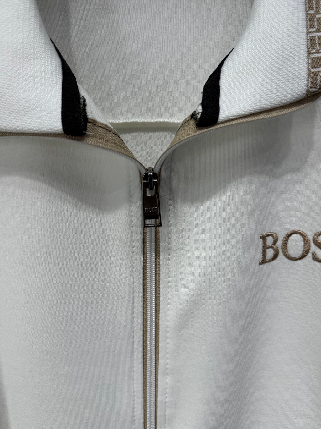 BOSS Erkek Beyaz Fermuarlı Eşofman Takımı