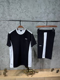 Boss Siyah Beyaz Kontrast Detaylı T-Shirt & Şort Takımı