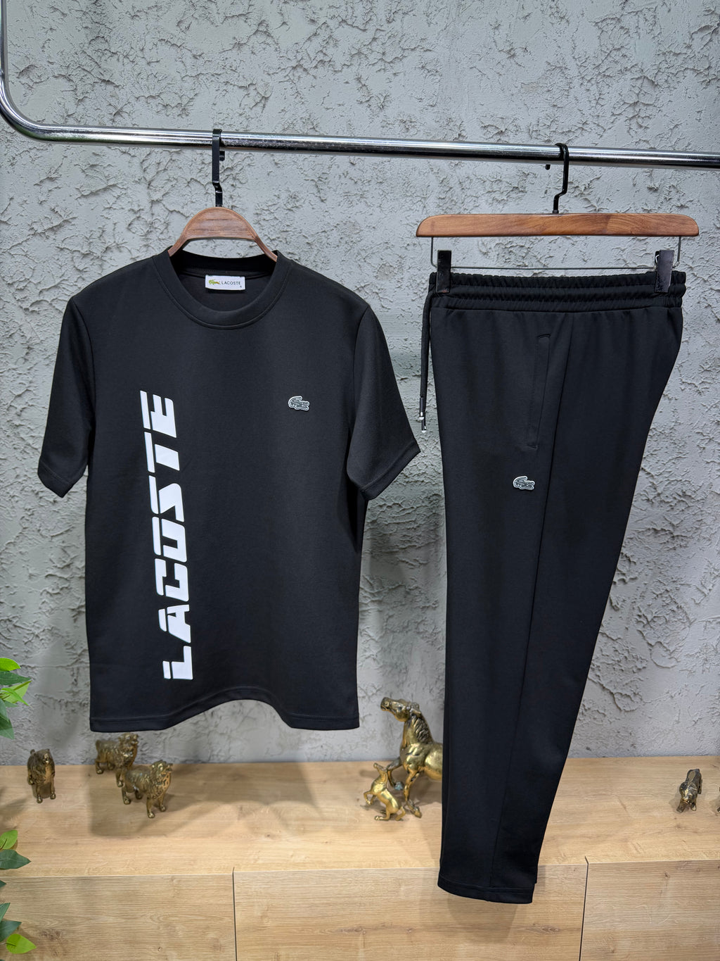 Lacoste Baskılı Siyah T-shirt & Eşofman Takımı
