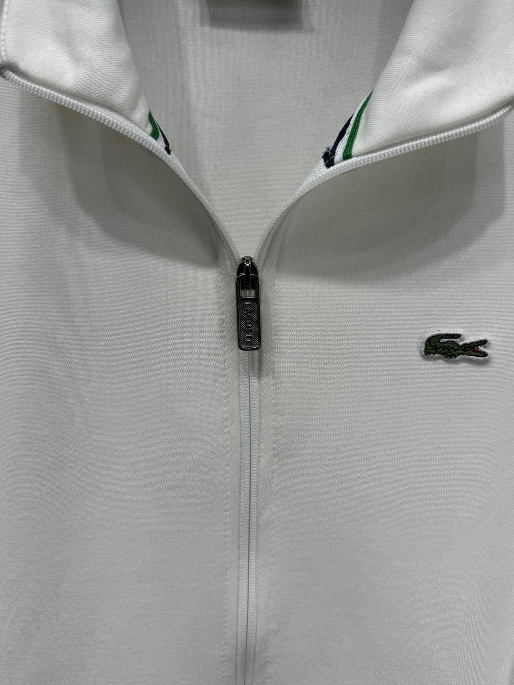 Lacoste Erkek Beyaz-Yeşil Fermuarlı Eşofman Takımı – Premium Seri