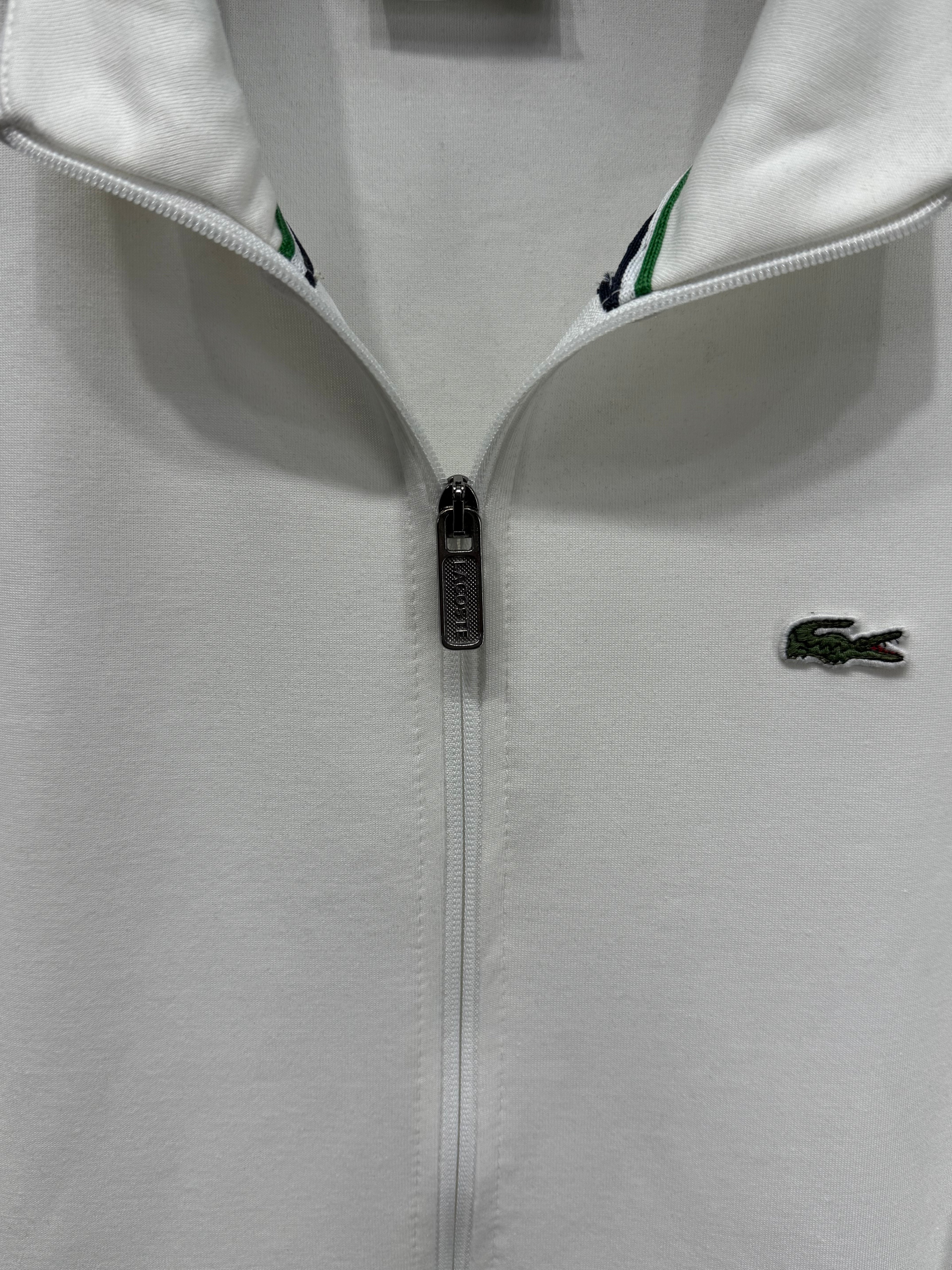 Lacoste Erkek Beyaz-Yeşil Fermuarlı Eşofman Takımı – Premium Seri