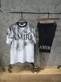 Amiri Yeni Sezon Siyah Beyaz T-shirt & Şort Takımı