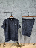 Adidas Desen Siyah T-shirt & Şort Takımı