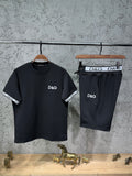 Dolce & Gabbana Erkek Siyah D&G Logo Detaylı Şortlu Takım