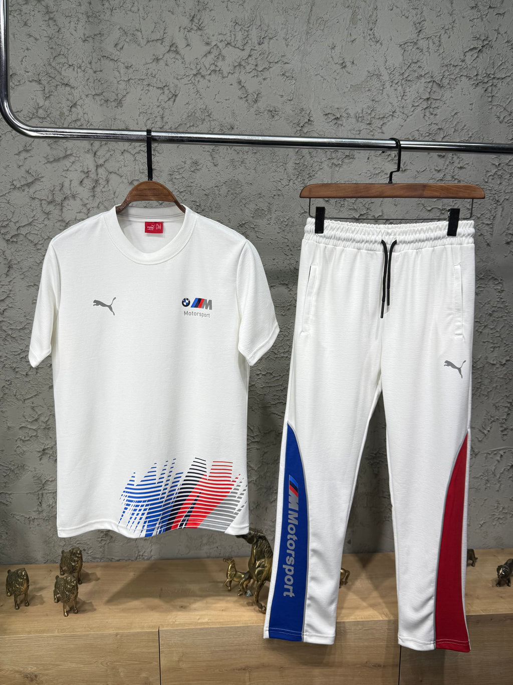 Puma Bmw Motorsport Beyaz Renk Bloklu T-Shirt & Eşofman Takımı