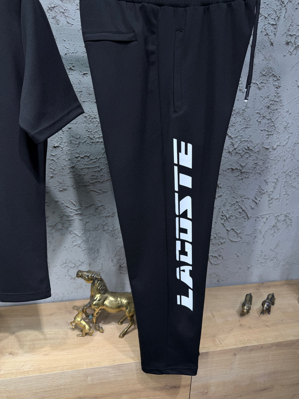 Lacoste Baskılı Siyah T-shirt & Eşofman Takımı