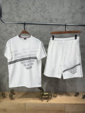 Emporio Armani Büyük Baskı Beyaz T-shirt & Şort Takımı