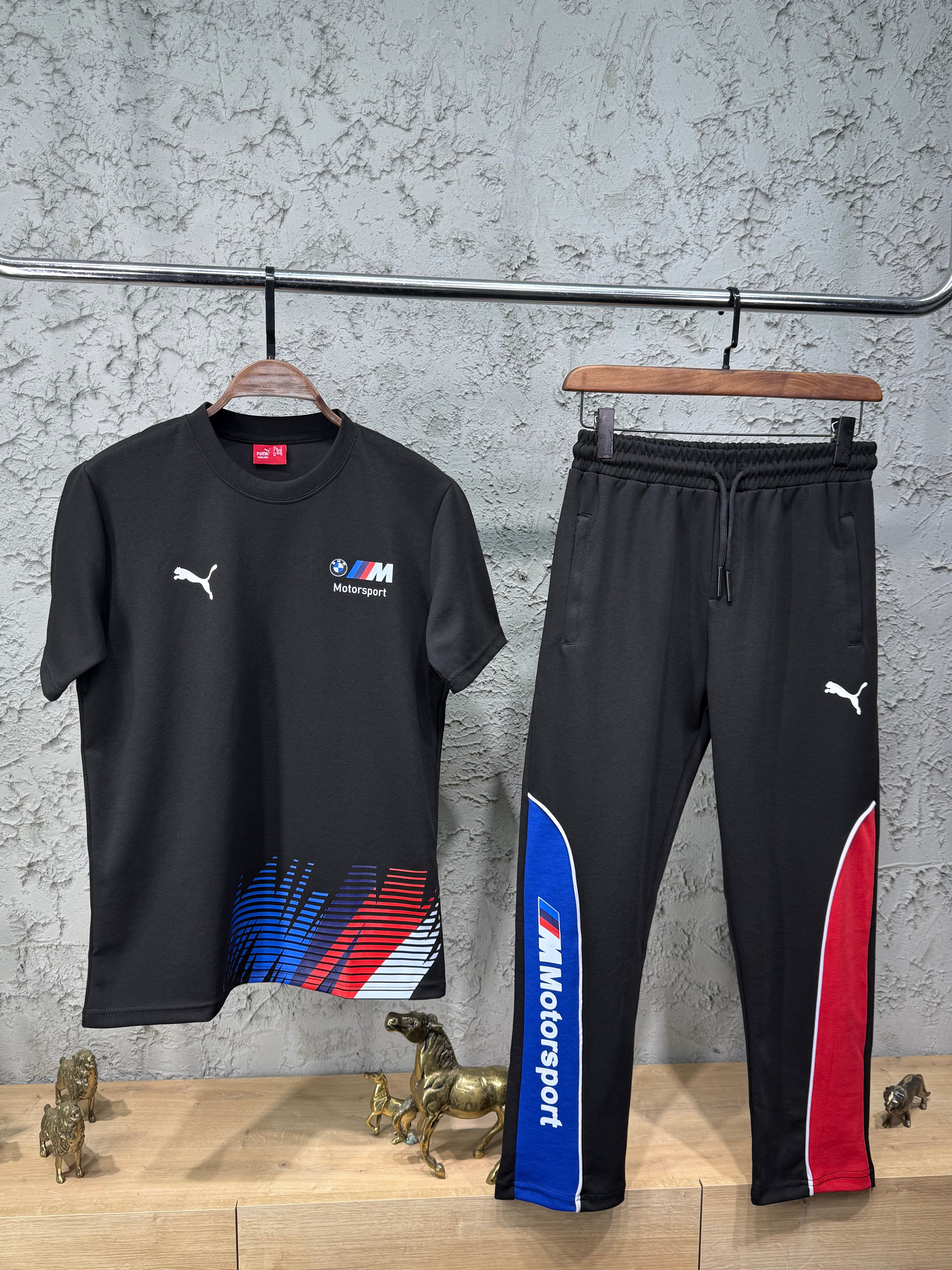 Puma Bmw Motorsport Siyah Renk Bloklu T-Shirt & Eşofman Takımı